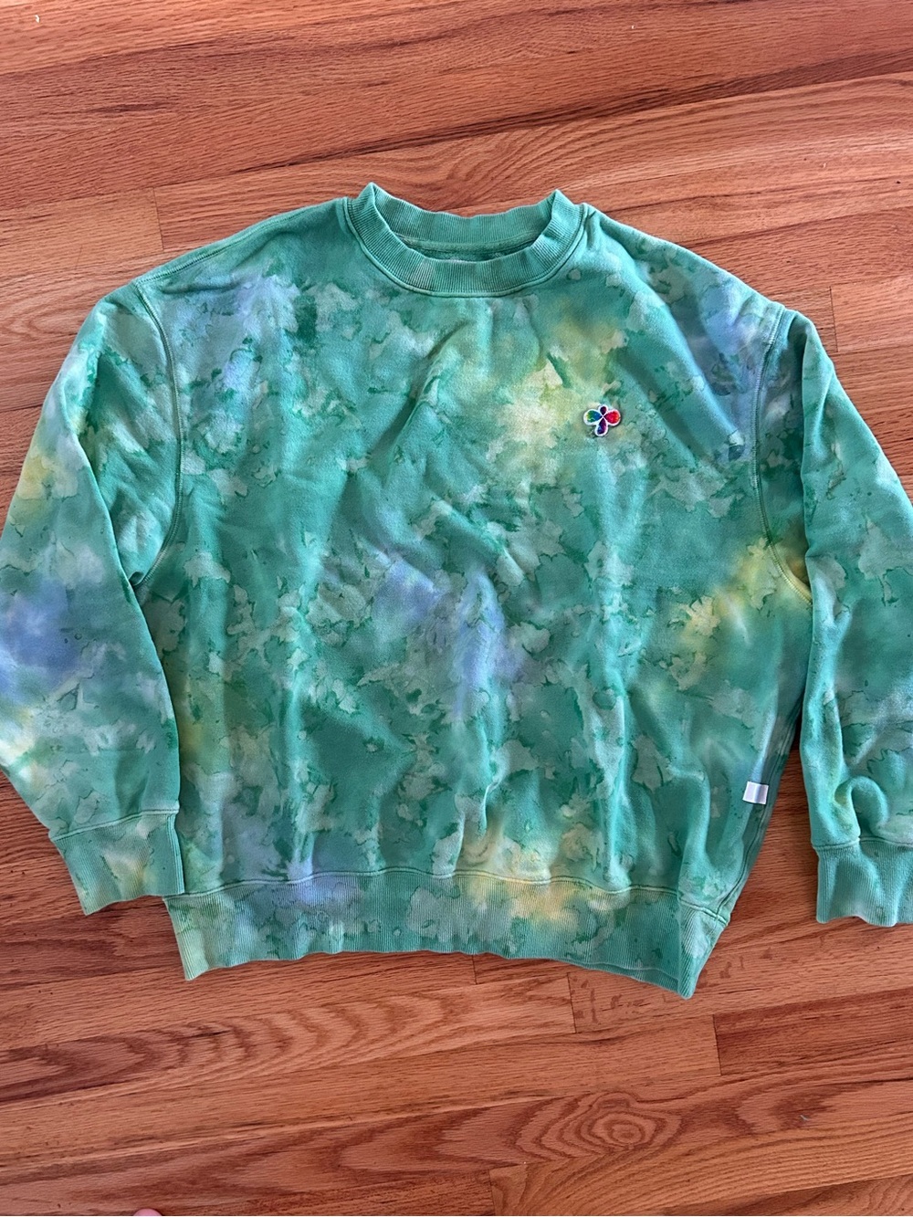 Clothes for Humans (C1Hu) Green Tie-Dye Crewneck Sweatshirt — Cotton Terry Cloth